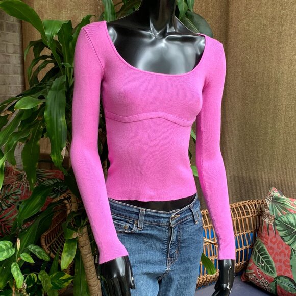 Pink Rose Long Sleeve Bodycon Pullover Top Sz XS - Picture 5 of 14